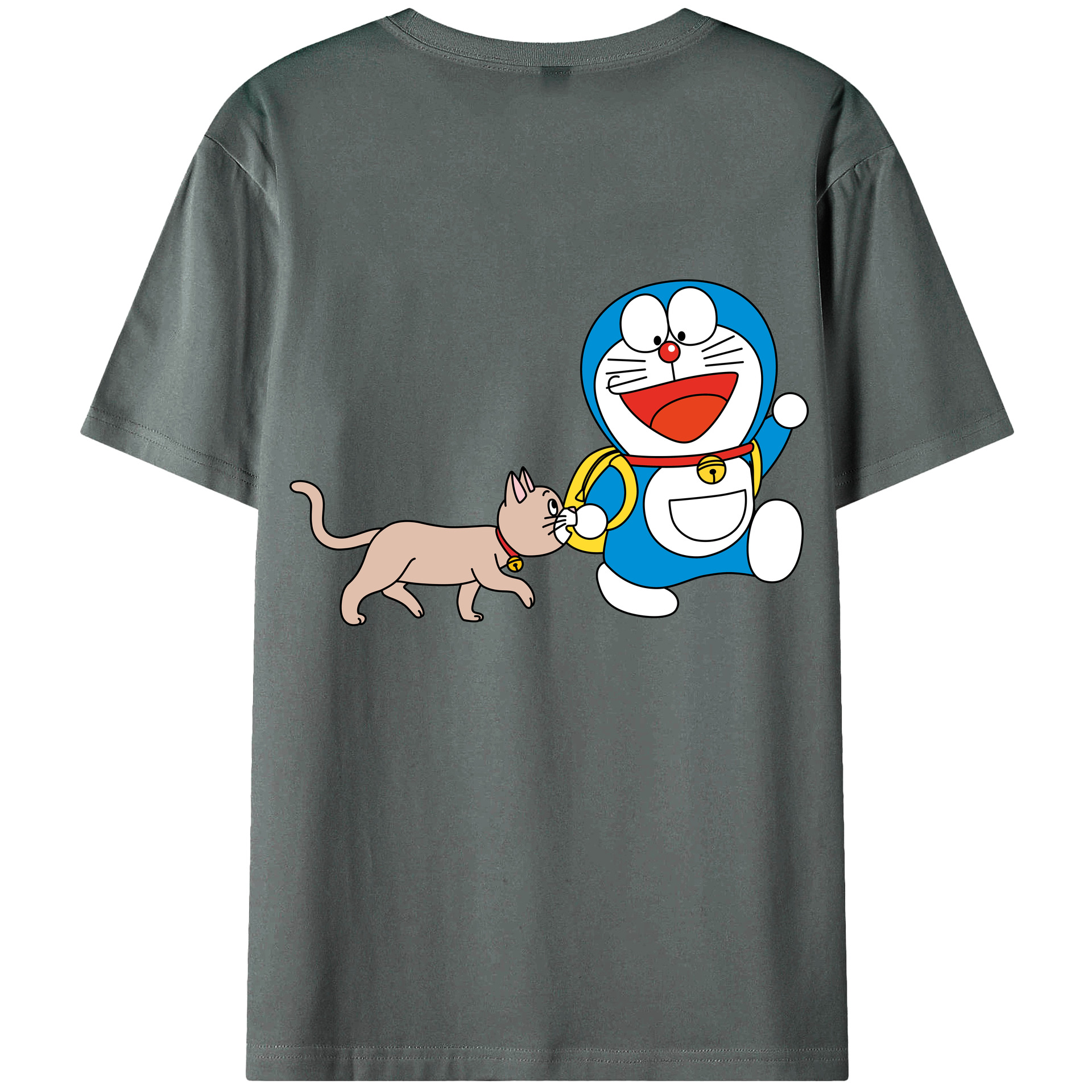 （画像用） ドラえもん Doraemon 綿100％ メンズ半袖Tシャツ（バックプリント） 通気性